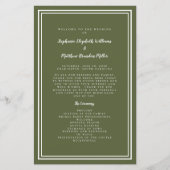 Olive Green Wedding Script Budget Ceremony Program (Voorkant)