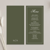 Olive Green Wedding Script Dinner Menu
