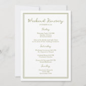 Olive Green Wedding Weekend Itinerary Card Kaart (Voorkant)