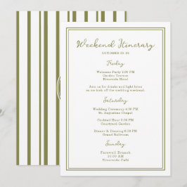 Olive Green Wedding Weekend Itinerary Card Kaart