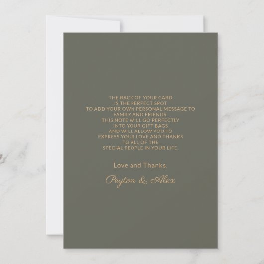 Olive Green Wedding Welcome Itinerary (Achterkant)