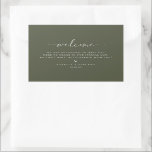 Olive Green Wedding Welcome Rechthoekige Sticker<br><div class="desc">Minimalistisch Olive Green,  trouwgast welkomsttas label. De sjabloon verstrekt lijnen voor uw bericht,  namen en gebeurtenisdatum.</div>