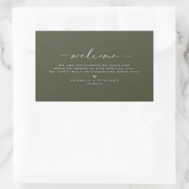 Olive Green Wedding Welcome Rechthoekige Sticker