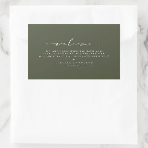Olive Green Wedding Welcome Rechthoekige Sticker