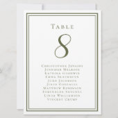 Olive Green Wedding Zitplaatsen Gasttafel Nummer Kaart (Achterkant)