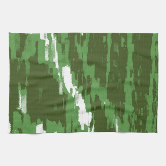 Olive Green White Abstract Art Retro Kitchen Towel Theedoek (Horizontaal)