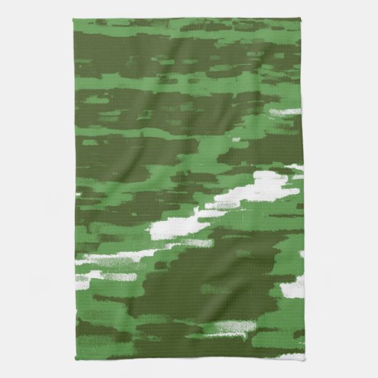 Olive Green White Abstract Art Retro Kitchen Towel Theedoek (Verticaal)