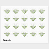 Olive Green & White floral damask Bedankt! Hart Sticker (Vel)