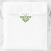 Olive Green & White floral damask Bedankt! Hart Sticker (Tas)