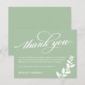 Olive Green White Greenery Sympathie Bedankt (Voorkant / Achterkant)