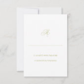 Olive Green & White Minimalist Wedding  RSVP Kaartje (Achterkant)