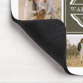 Olive Green White Monogram & Year Photo Collage Muismat (Hoek)