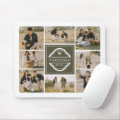 Olive Green White Monogram & Year Photo Collage Muismat (Met muis)