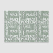 Olive Green White Peace Love Christmas Tissuepapier (Voorkant)
