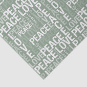 Olive Green White Peace Love Christmas Tissuepapier (Detail)