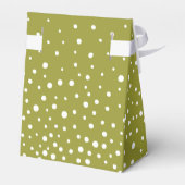 Olive green, white polka dot pattern wedding fav bedankdoosjes (Achterkant)