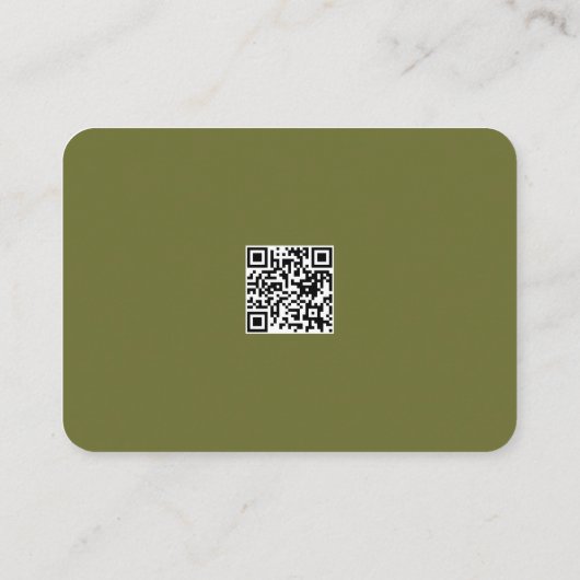 Olive Green & White Rose QR Code Wedding Informatiekaartje (Achterkant)