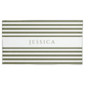 Olive Green & White Striped Pattern Name Pillow Ca Kussensloop (Voorkant)