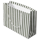 Olive Green White Stripes Christmas Groot Cadeauzakje (Achterkant Gekanteld)