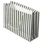 Olive Green White Stripes Christmas Groot Cadeauzakje (Voorkant Gekanteld)