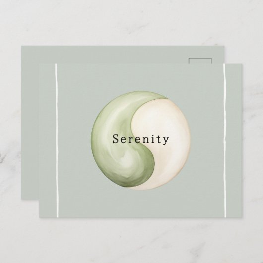 Olive Green Yin Yang Meditation Personalized  Briefkaart (Voorkant / Achterkant)
