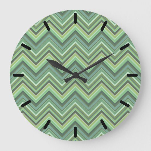 Olive green zigzag stripes grote klok (Voorkant)