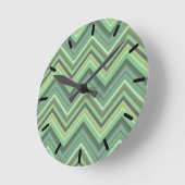 Olive green zigzag stripes ronde klok (Hoek)