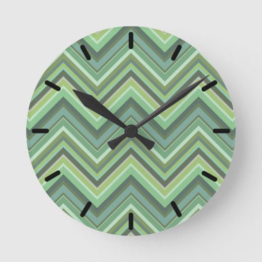 Olive green zigzag stripes ronde klok (Voorkant)