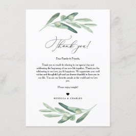 Olive Greenery Bedankt voor je brief, Napkin Note Menu