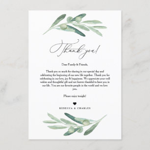 Olive Greenery Bedankt voor je brief, Napkin Note Menu