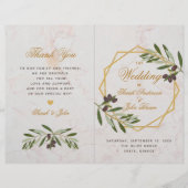 Olive Greenery Botanical Geometric Wedding Program (Voorkant)