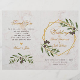 Olive Greenery Botanical Geometric Wedding Program