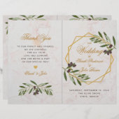 Olive Greenery Botanical Geometric Wedding Program (Voorkant / Achterkant)