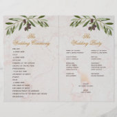 Olive Greenery Botanical Geometric Wedding Program (Achterkant)