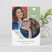 Olive Greenery Overlappende Foto's Afstuderen Kaart (Staand voorkant)
