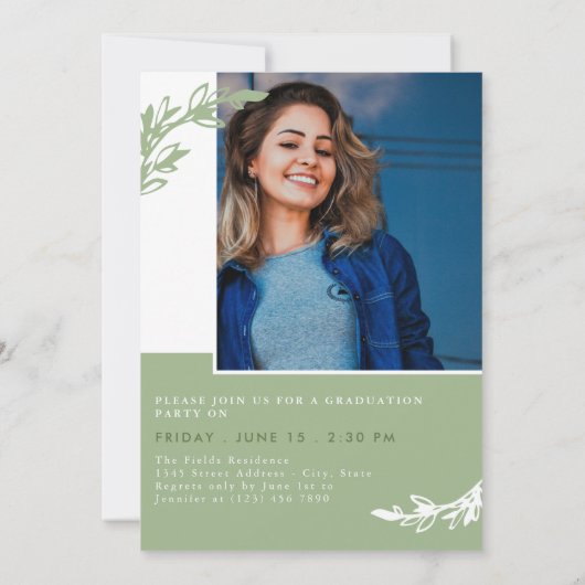 Olive Greenery Overlappende Foto's Afstuderen Kaart (Achterkant)
