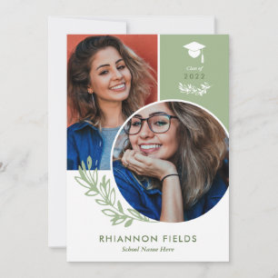 Olive Greenery Overlappende Foto's Afstuderen Kaart