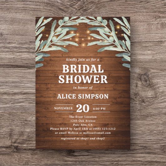 Olive Greenery Rustic Wood Vrijgezellenfeest Kaart