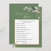 Olive Greenery Wie kent de bruid Beste Game Kaart (Voorkant / Achterkant)