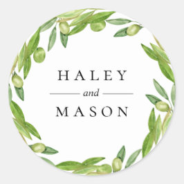 Olive Greenery Wreath Personalized Sticker