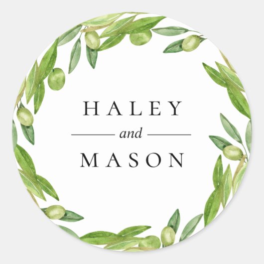 Olive Greenery Wreath Personalized Sticker (Voorkant)