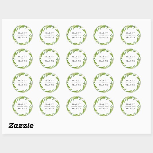 Olive Greenery Wreath Personalized Sticker (Vel)