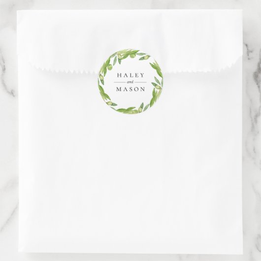 Olive Greenery Wreath Personalized Sticker (Tas)