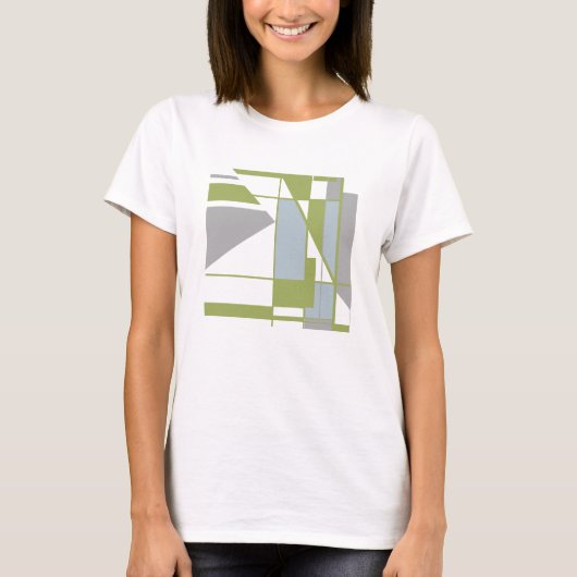Olive Grey Geometrische MCM-geïnspireerde Abstract T-shirt (Voorkant)