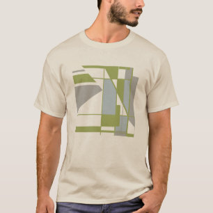 Olive Grey Geometrische MCM-geïnspireerde Abstract T-shirt