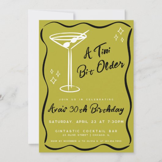 Olive grillige Tini beetje oudere Martini verjaard Kaart (Voorkant)