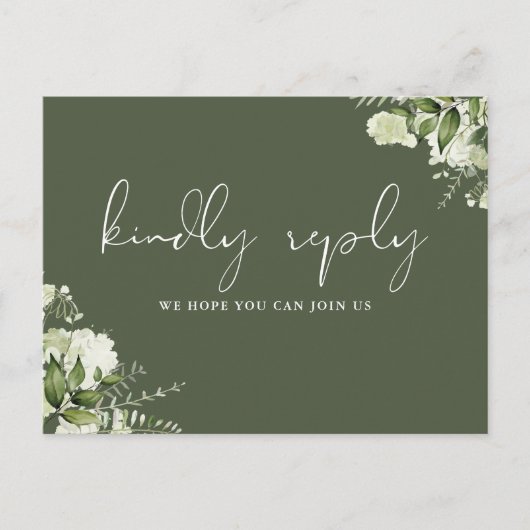 Olive Groen Bloemen Song Aanvraag RSVP Briefkaart (Voorkant)