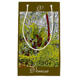 Olive groene Abstracte kunst Bridesmaid Monogram S Klein Cadeauzakje