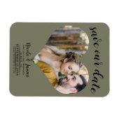 Olive Groene Hart Foto Bruiloft Save the Date Magneet (Horizontaal)