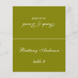 Olive Groene Trouwplaats Kaart Gedrukte Gastennaam